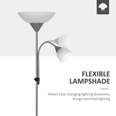 HOMCOM Modern Floor Lamp, Uplighter 2-Light Tall Standing Lamp with Adjustable Heads, for Living Room, Bedroom, Office