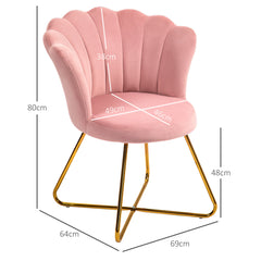 HOMCOM Velvet-Feel Lotus Petal Accent Chair - Pink