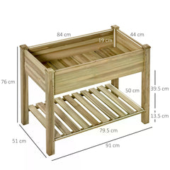 Outsunny Garden Wooden Planters√Ø¬º≈í Raised Garden Bed with Legs and Storage Shelf Elevated Wooden Planter Box