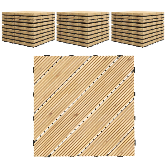 Outsunny 27 Pcs Wooden Interlocking Decking Tiles, 30 x 30 cm Anti-slip Outdoor Flooring Tiles, 0.81√£≈Ω¬° per Pack, All Weather Use for Patio, Balcony, Terrace, Hot Tub, Yellow