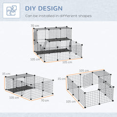 PawHut 3 Level DIY Pet Playpen Metal Small Animal Cage Rabbit Ferret Chinchillas Cage 4 Doors Bottom Trays Black