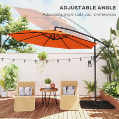 Outsunny 3m Overhanging Parasol, with Base, Weights and Cover - Orange