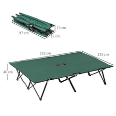 Outsunny Double Camping Cot Bed, with Bag - Green