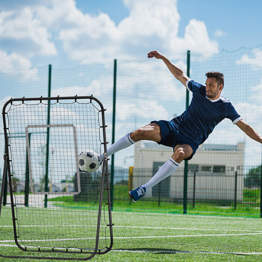 HOMCOM Foldable Football Rebounder Net, with Adjustable Angles - Black