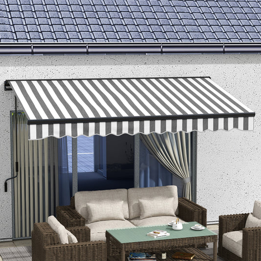 Outsunny 2.5 x 3.5m Aluminium Frame Electric Awning, with Remote - Grey/White