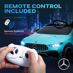 AIYAPLAY Mercedes-Benz AMG CLA 45 Licensed 12V Kids Electric Car Ride on Car w/ Remote, Suspension Lights Music Horn - Light Blue