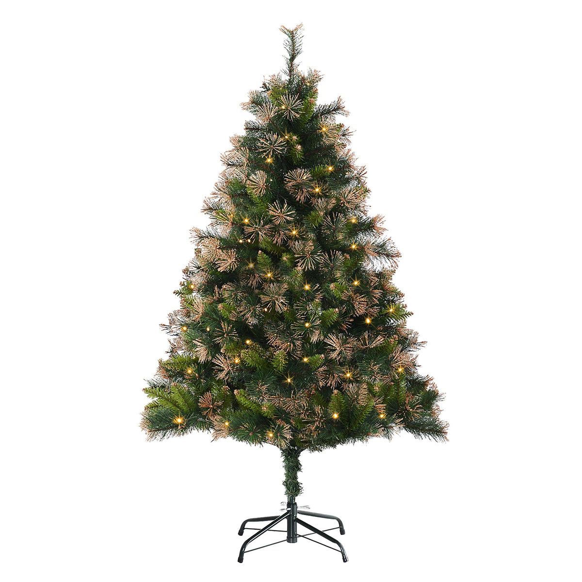 HOMCOM 1.5m 5ft Pre-Lit Christmas Tree Artificial Spruce Xmas Tree Warm White LED Holiday D√É¬©cor with Metal Stand