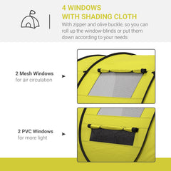 Outsunny 4-5 Person Pop-up Camping Tent Family Tent w/ 2 Mesh Windows & PVC Windows Portable Carry Bag for Outdoor Trip, Yellow