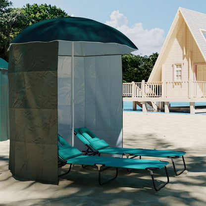 Outsunny 88" Arc 2.2M Fishing Umbrella Beach Parasol with Sides Brolly Shelter Canopy Shade with FREE Carry Bag Green