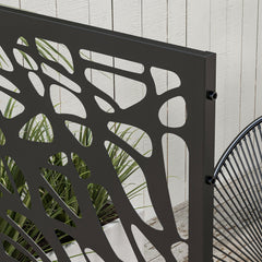 Outsunny Metal Decorative Privacy Screen Outdoor Divider, Black Twisted Lines