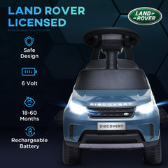 سيارة كهربائية للأطفال 2 في 1 من AIYAPLAY مرخصة من Land Rover بقوة 6 فولت، سيارة منزلقة مع مصابيح أمامية وموسيقى، للأطفال من سن 18 إلى 60 شهرًا، لون أزرق فاتح