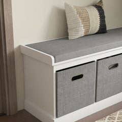 HOMCOM Three-Drawer Shoe Storage Bench, with Padded Top Seat - White