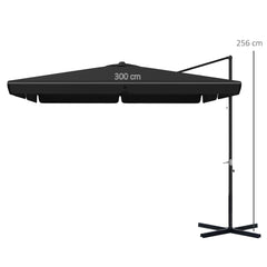 Outsunny 3m Cantilever Parasol, with Four-Position Canopy - Grey