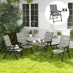 Outsunny Set of Four Folding Outdoor Chairs - Black/Grey