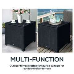 Outsunny PE Wicker Side Table Rattan Garden Furniture with Four Foot Pads, Rust & Mild Weather Damage Resistant, Black