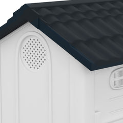 PawHut Plastic Dog Kennel with Windows, for Garden Patio, Miniature and Small Dogs, 80 x 69 x 76cm - Grey