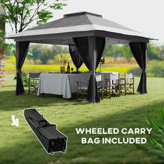 Outsunny 3.6 x 3.6m Pop-Up Gazebo, with Accessories - Grey