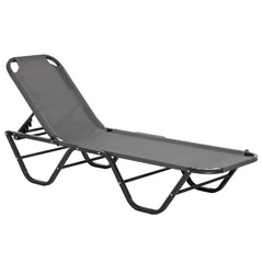 Outsunny Sun Lounger Relaxed Recliner with 5-Position Adjustable Backrest Aluminium Frame for Pool, Sun Bathing, Grey