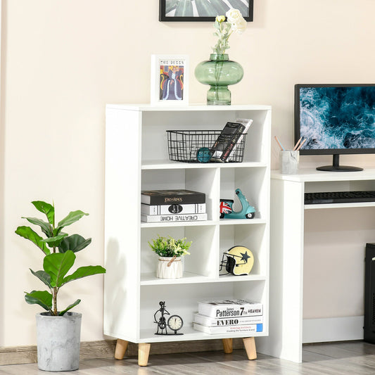 HOMCOM 103cm Bookcase Sideboard 6 Cubes Free Standing Bookshelf Shelves Unit Display Storage Cabinet for Living Room White