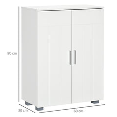 kleankin Modern Bathroom Floor Cabinet, Free Standing Linen Cabinet, Storage Cupboard with 3 Tier Shelves, White