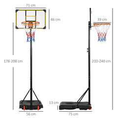 SPORTNOW Height Adjustable Basketball Hoop and Stand with Firm Backboard and Weighted Base, Portable Wheels, Yellow