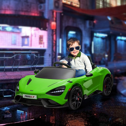سيارة كهربائية للأطفال مرخصة من AIYAPLAY McLaren 765LT بقوة 12 فولت مع أبواب على شكل فراشة وجهاز تحكم عن بعد وعجلات نقل، باللون الأخضر