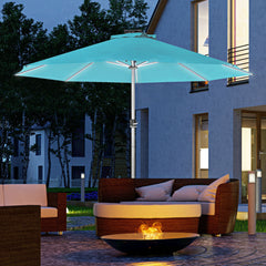 Outsunny 3m Parasol, with Solar-Powered LED Lights - Blue