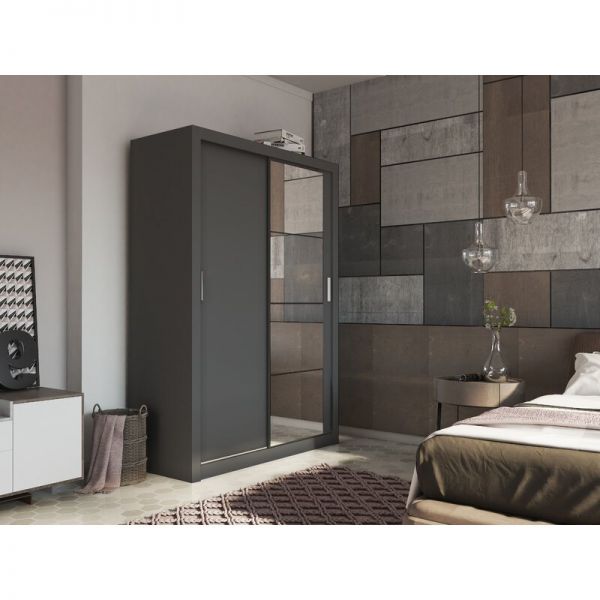 Tourville 2 Door Sliding Wardrobe 150cm - White, Black, Oak,Grey