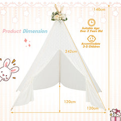 Lace Teepee Tent with Colorful String Lights