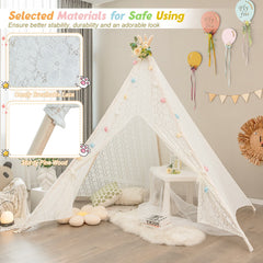 Lace Teepee Tent with Colorful String Lights