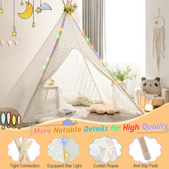 Lace Teepee Tent with Colorful String Lights