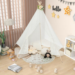 Lace Teepee Tent with Colorful String Lights