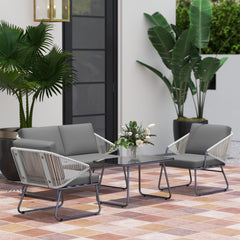 Outsunny Four-Piece Rattan Strong Panel Outdoor Sofa Set - Grey