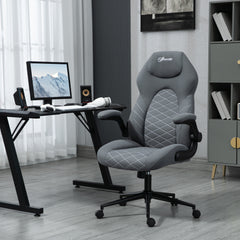 Vinsetto Home Office Desk Chair, Computer Chair with Flip Up Armrests, Swivel Seat and Tilt Function, Dark Grey