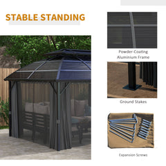 Outsunny 4 x 3m Aluminium Frame Hard Gazebo, with Accessories - Black