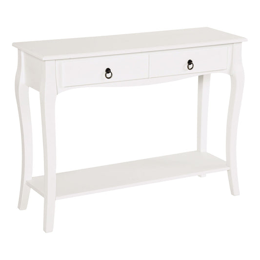 HOMCOM Console Table Modern Sofa Side Desk with Storage Shelves Drawers for Living Room Entryway Bedroom Ivory White