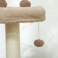 PawHut Cat Tree for Indoor Cats, 88cm Cat Tower with Sisal Scratching Post, Hanging Ball, Large Cat Perch, Stairs, Brown