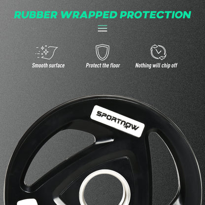 SPORTNOW Two 5kg Olympic Weight Plates, Tri-Grip Rubber-Coated Barbell Weights, with 5cm Holes, for Home, Gym, Office