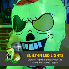 HOMCOM 5FT Halloween Ghost and Tombstone، نفخ ديكورات الهالوين الخارجية مع أضواء LED مدمجة للحديقة والعشب والحفلات