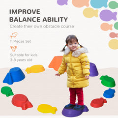 Outsunny 11 Piece Kids Balance Stepping Stones - Multicoloured