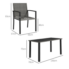 Outsunny Outdoor Dining Set 5 Pieces Patio Conservatory with Tempered Glass Tabletop,4 Dining Chairs - Grey