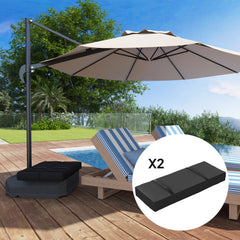 Outsunny Parasol Weights Set of 2, Parasol Base Weights Bags, 25kg Fillable Sandbag Weights with Handles, Cantilever Umbrella Base Weights, Black