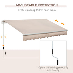 Outsunny Awning Canopy Manual Retractable Porch Sun Shade Shelter 3 x 2m Beige