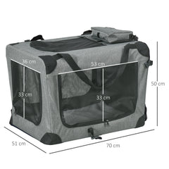 PawHut 70cm Oxford Folding Pet Carrier Bag Grey