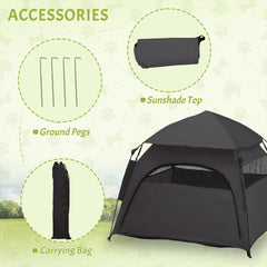 PawHut Foldable Dog Cat Tent with Water-Resistant Oxford, Carry Bag for Extra Large Dog, Charcoal Grey