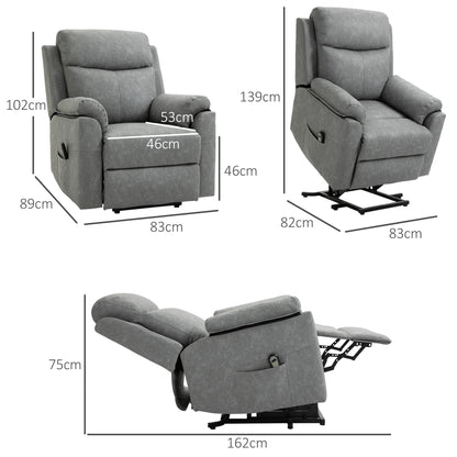 HOMCOM Faux Leather 70√Ç¬∞ Electric Riser Recliner Chair - Grey