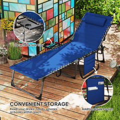 Outsunny Five-Position Reclining Sun Lounger - Dark Blue