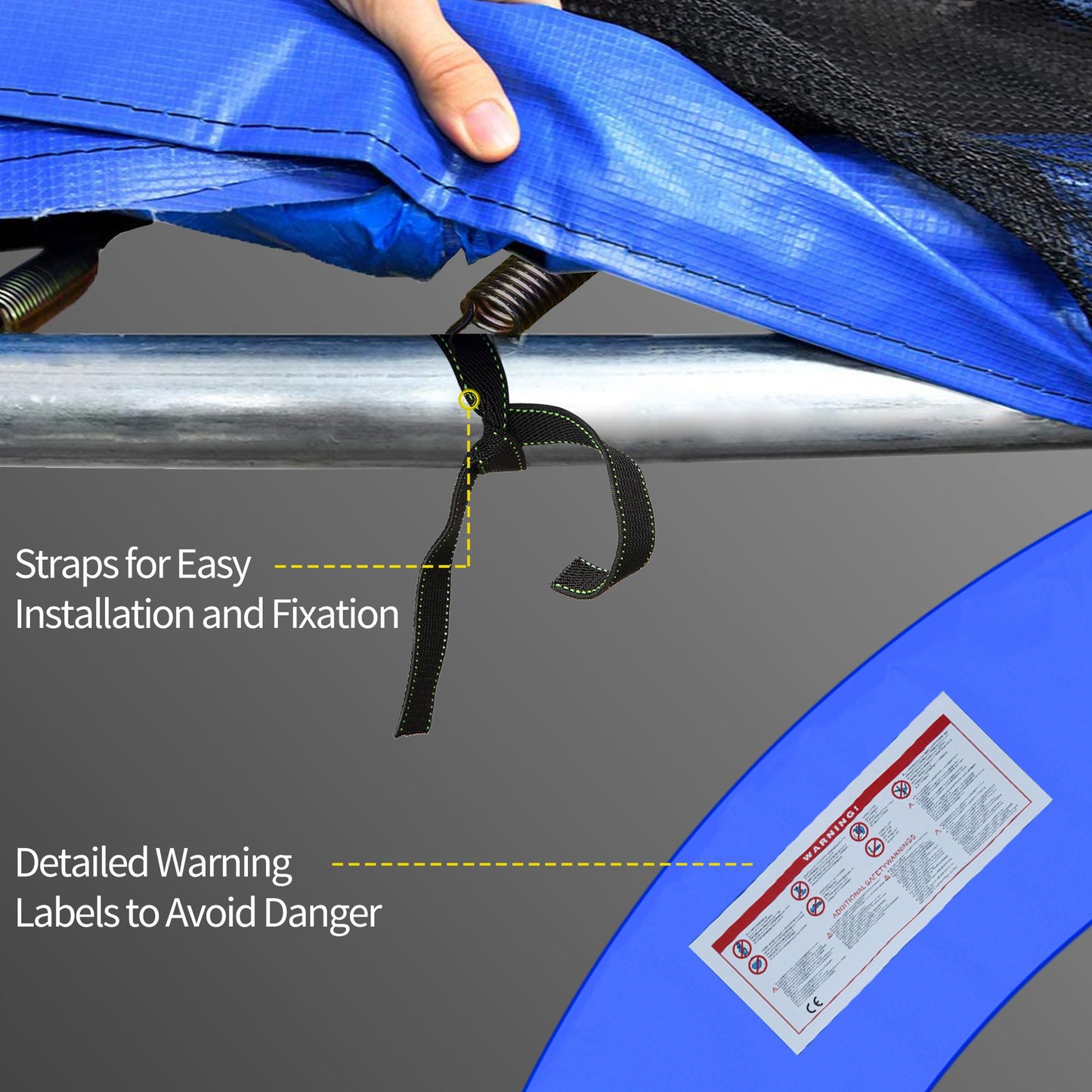 HOMCOM 244cm Trampoline Pad Pads Replacement Trampoline Accessories Safety Surround Pads Padding - 8ft Blue