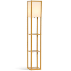 HOMCOM 3-Tier Floor Lamp, Floor Light with Storage Shelf, Reading Standing Lamp with Acrylic Shade for Living Room, Bedroom, Kitchen, Dining Room, Office, Dorm, 160cm, Natural