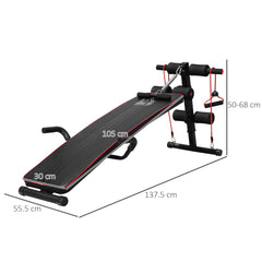 جهاز تمارين اللياقة البدنية HOMCOM Sit Up Bench Core AB Workout Fitness Excerseise Machine قابل للتعديل لدعم الفخذين في صالة الألعاب الرياضية المنزلية باللون الأسود